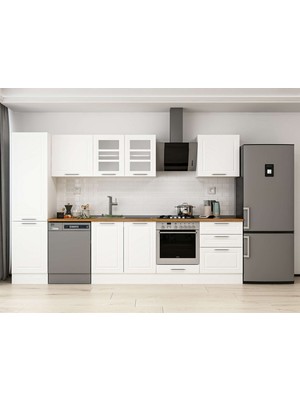 Alvinka 310X210 cm Klasik Mebran Mutfak Dolabı MB-E80B50S60-3 Beyaz - Suntalam