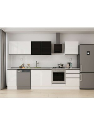 Alvinka 310X210 cm High Gloss Mutfak Dolabı M-E90S40S60-3 Beyaz - Mdf