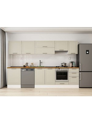 Alvinka 315X210 cm Klasik Mebran Mutfak Dolabı M-E90S60S45-1 Kumtaşı - Suntalam