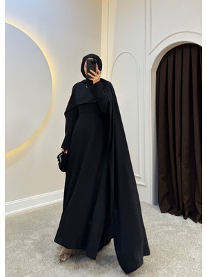 Molly Nelly Kadın Pelerin Detaylı Şık Krep Elbise