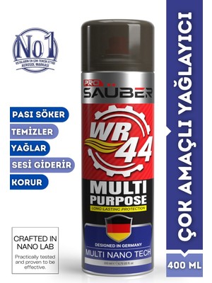 PROSAÜBER WR44 400ML Profesyonel Pas Sökücü Yağlayıcı Sprey - Gıcırtı Kesici Korozyon Önleyici Koruyucu