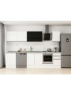 Alvinka 315X210 cm High Gloss Mutfak Dolabı M-E90S60S45-3 Beyaz - Suntalam