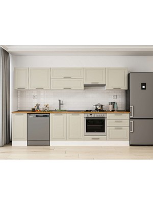 Alvinka 310X210 cm Klasik Mebran Mutfak Dolabı M-E90S40S60-1 Kumtaşı - Suntalam