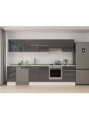 Alvinka 310X210 cm High Gloss Mutfak Dolabı M-E90S40S60-1 Antrasit - Suntalam