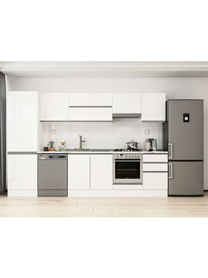 Alvinka 320X210 cm High Gloss Mutfak Dolabı MB-E90B60S50-1 Beyaz - Suntalam