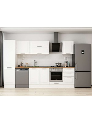 Alvinka 310X210 cm Klasik Mebran Mutfak Dolabı MB-E90B50S50-2 Beyaz - Suntalam