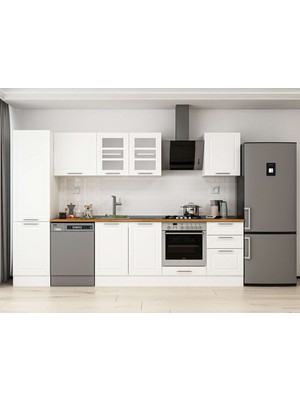 Alvinka 310X210 cm Klasik Mebran Mutfak Dolabı MB-E90B50S50-3 Beyaz - Mdf