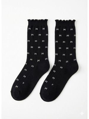 Beyteks 3'lü Dikişsiz Fiyonk Desenli Çorap