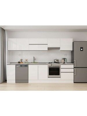 Alvinka 310X210 cm High Gloss Mutfak Dolabı M-E90S40S60-1 Beyaz - Mdf