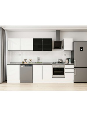 Alvinka 310X210 cm High Gloss Mutfak Dolabı M-E90S60S40-3 Beyaz - Mdf