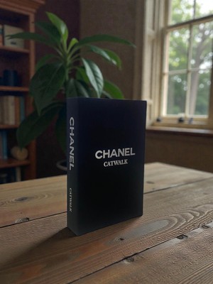 Rawliving Kumaş Kaplı Chanel Siyah Gümüş Dekoratif Kitap Kutu