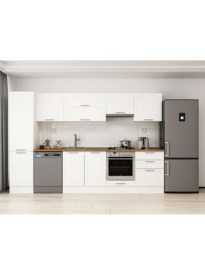 Alvinka 310X210 cm Klasik Mebran Mutfak Dolabı MB-E80B50S60-1 Beyaz - Suntalam