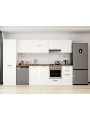 Alvinka 310X210 cm Klasik Mebran Mutfak Dolabı MB-E80B60S50-1 Beyaz - Suntalam