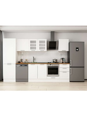 Alvinka 310X210 cm Klasik Mebran Mutfak Dolabı MB-E80B60S50-3 Beyaz - Mdf