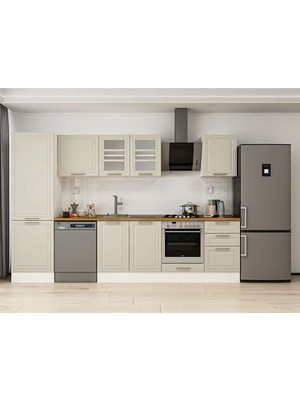 Alvinka 310X210 cm Klasik Mebran Mutfak Dolabı MB-E80B60S50-3 Kumtaşı - Mdf