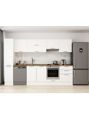 Alvinka 310X210 cm Klasik Mebran Mutfak Dolabı MB-E90B40S60-1 Beyaz - Suntalam