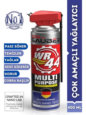 PROSAÜBER WR44 Kobra 400ML Profesyonel Pas Sökücü Yağlayıcı Sprey - Gıcırtı Kesici Korozyon Önleyici Koruyucu