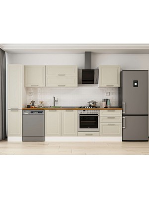 Alvinka 310X210 cm Klasik Mebran Mutfak Dolabı MB-E90B40S60-2 Kumtaşı - Suntalam