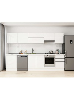 Alvinka 320X210 cm High Gloss Mutfak Dolabı M-E90S60S50-1 Beyaz - Suntalam