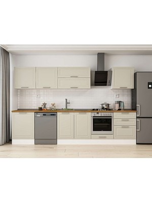 Alvinka 320X210 cm Klasik Mebran Mutfak Dolabı M-E80S60S60-2 Kumtaşı - Suntalam
