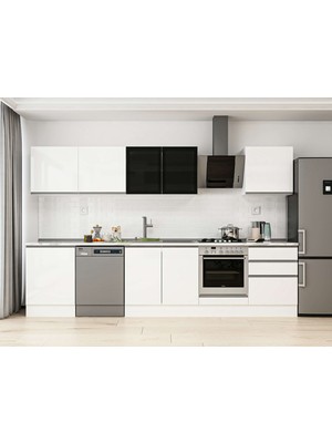 Alvinka 320X210 cm High Gloss Mutfak Dolabı M-E80S60S60-3 Beyaz - Suntalam