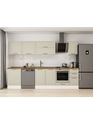 Alvinka 310X210 cm Klasik Mebran Mutfak Dolabı M-E90S60S40-2 Kumtaşı - Suntalam