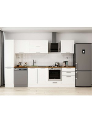 Alvinka 310X210 cm Klasik Mebran Mutfak Dolabı MB-E90B40S60-2 Beyaz - Suntalam