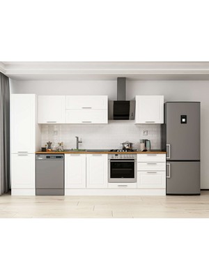 Alvinka 320X210 cm Klasik Mebran Mutfak Dolabı MB-E90B50S60-2 Beyaz - Mdf