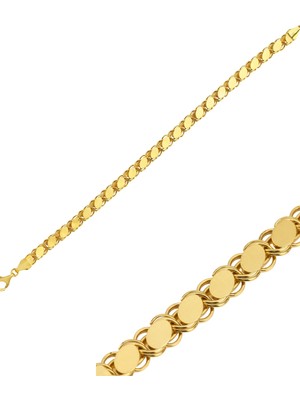 Zümrüt Sarraf 14 Ayar Altın Pullu Zincir Bileklik 3 mm