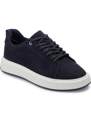 Tergan Lacivert Hakiki Nubuk Deri Erkek Sneaker - E25I1AY57220-C39