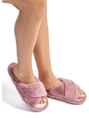 Twigy Çapraz Peluş Kadın Ev Terliği Pembe 36/41