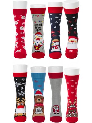 Beyteks Yılbaşı Çorabı 8'li Paket Unisex Dikişsiz Çorap