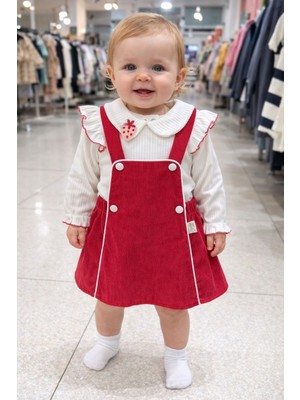 Kız Bebek Slopet Elbise Çilekli Sweet Takım