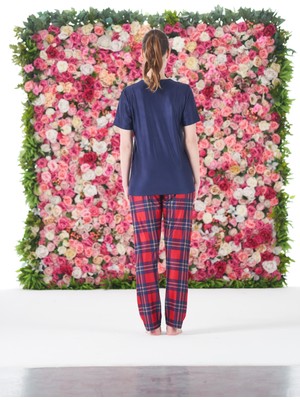 Estiva Kadın Yazlık Kareli Kısa Kollu Marla Pijama Takımı - Lacivert