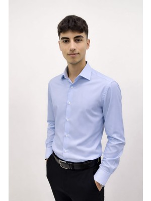 Senior Erkek Likralı Pamuk Saten Gömlek