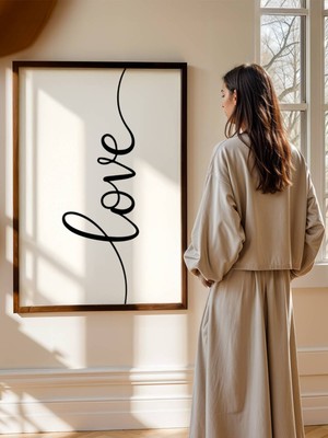 Fuart.Co Yatay Love El Yazısı Aşk Temalı Sevgililer Günü Posteri (Çerçevesiz) Love