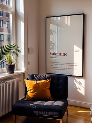 Fuart.Co Valentine Kelime Anlamı Beyaz Aşk Temalı Sevgililer Günü Posteri (Çerçevesiz) Love