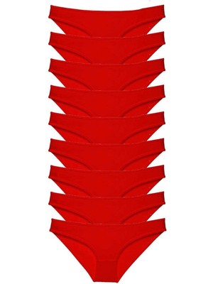 MTM My The Mall Giyim 9 Adet Süper Eko Set Likralı Kadın Slip Külot Kırmızı