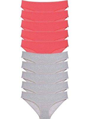 MTM My The Mall Giyim 10 Adet Süper Eko Set Likralı Kadın Slip Külot Fuşya Gri