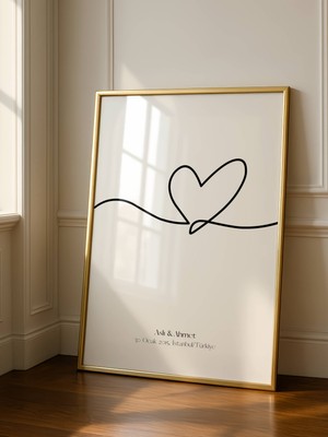 Fuart.Co Kişiye Özel Kalp Çizimi Aşk Temalı Sevgililer Günü Posteri (Çerçevesiz) Love