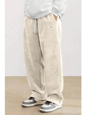 Genius Store Genıus Erkek Pantolon Fitilli Kadife Bol Paça Oversize Pantolon