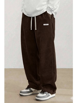 Genius Store Genıus Erkek Pantolon Fitilli Kadife Bol Paça Oversize Pantolon