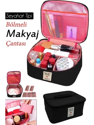Helen's Home Kozmetik Makyaj Çantası Tutma Kollu Seyahat Seti Makyaj Aksesuarları Düzenleyici 24X21X11 cm