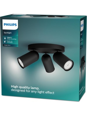 Philips Myliving Pongee Tavan/duvar 3'lü Siyah Spot Lamba GU10 Duy (Ampul Birlikte Verilmez)