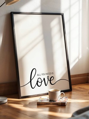 Fuart.Co All You Need Is Love El Yazısı Aşk Temalı Sevgililer Günü Posteri (Çerçevesiz) Love