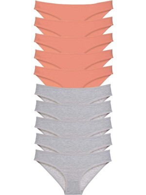 MTM My The Mall Giyim 10 Adet Süper Eko Set Likralı Kadın Slip Külot Pudra Gri