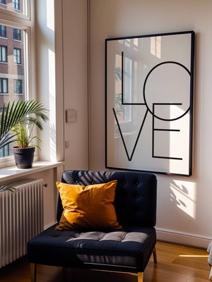 Fuart.Co Modern Love Siyah Aşk Temalı Sevgililer Günü Posteri (Çerçevesiz) Love