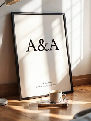 Fuart.Co Isme Özel Çift Posteri Harfler Beyaz Siyah Aşk Temalı Sevgililer Günü Posteri (Çerçevesiz) Love