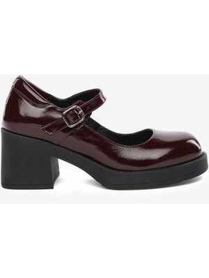 Greyder Kadın Bordo Rugan Hakiki Deri Klasik Ayakkabı 5K2UA72214