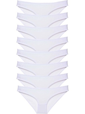 MTM My The Mall Giyim 8 Adet Süper Eko Set Likralı Kadın Slip Külot Beyaz